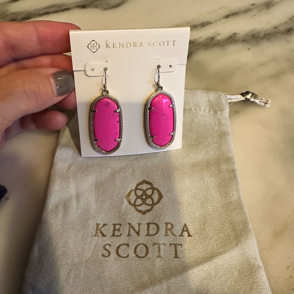 Kendra Scott Hot Pink and Gold Elle Drop Earrings